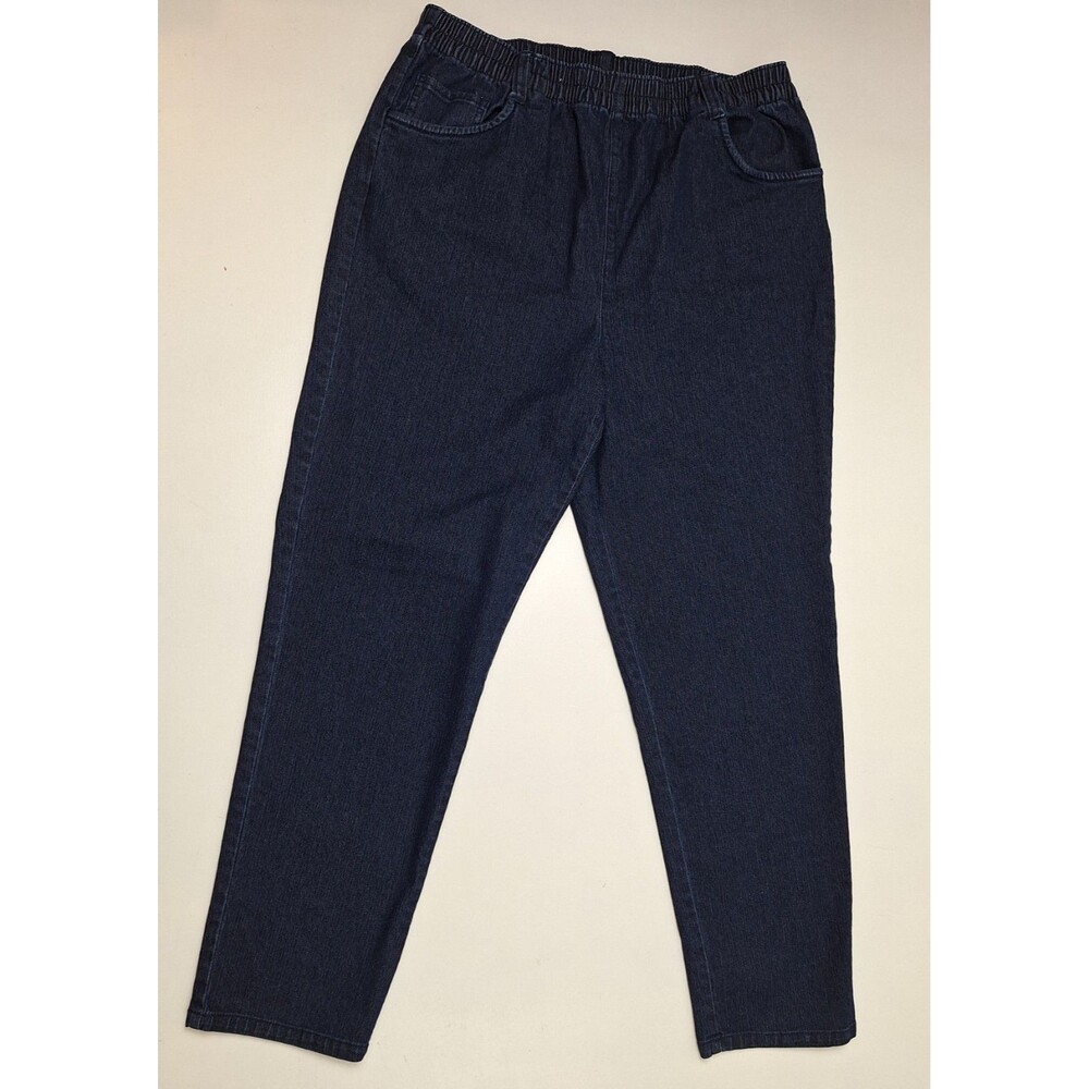 Basic Editions Pull On Tapered Jeans High Rise Dark Wash Women's Large